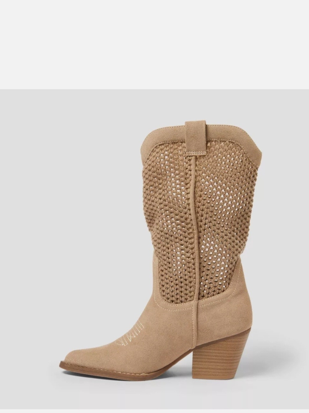 Women's Tan Suede Western Mid-Calf Boot